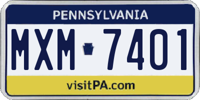 PA license plate MXM7401