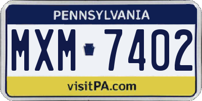PA license plate MXM7402