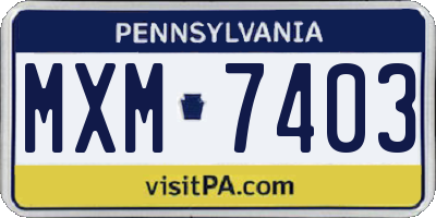 PA license plate MXM7403