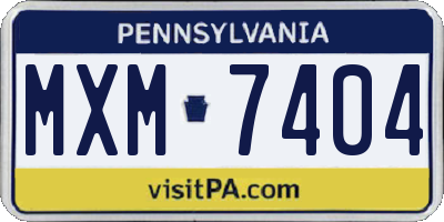 PA license plate MXM7404