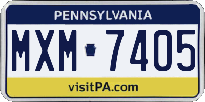 PA license plate MXM7405