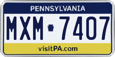 PA license plate MXM7407
