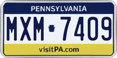 PA license plate MXM7409