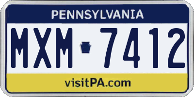 PA license plate MXM7412