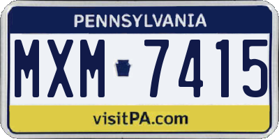 PA license plate MXM7415