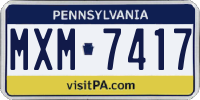 PA license plate MXM7417