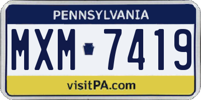 PA license plate MXM7419