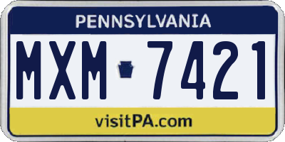 PA license plate MXM7421