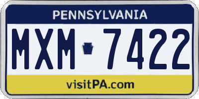 PA license plate MXM7422