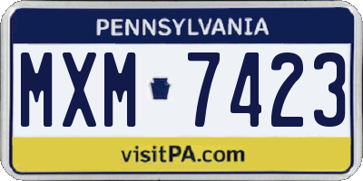 PA license plate MXM7423