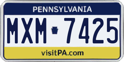 PA license plate MXM7425