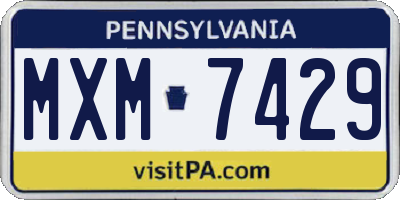 PA license plate MXM7429