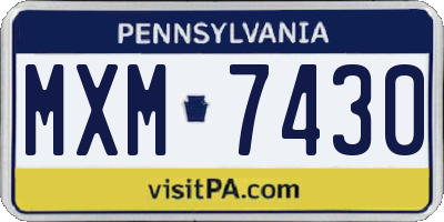 PA license plate MXM7430