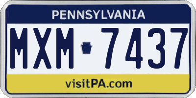 PA license plate MXM7437