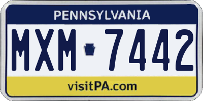 PA license plate MXM7442