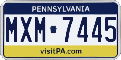 PA license plate MXM7445