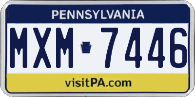 PA license plate MXM7446