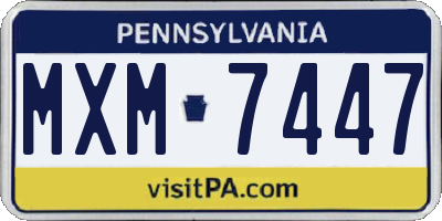 PA license plate MXM7447