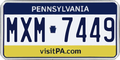 PA license plate MXM7449