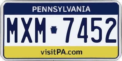 PA license plate MXM7452