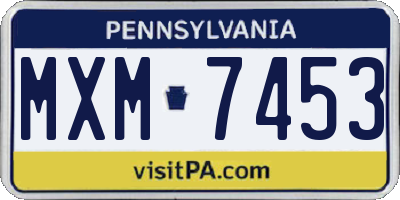 PA license plate MXM7453
