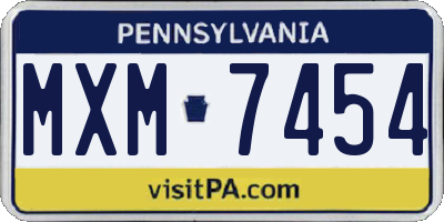 PA license plate MXM7454