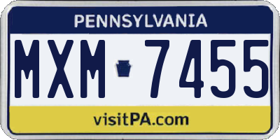PA license plate MXM7455