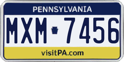 PA license plate MXM7456