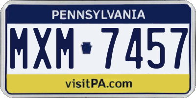 PA license plate MXM7457