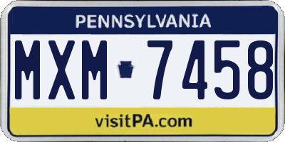 PA license plate MXM7458