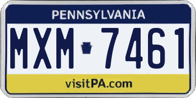PA license plate MXM7461