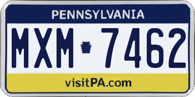 PA license plate MXM7462