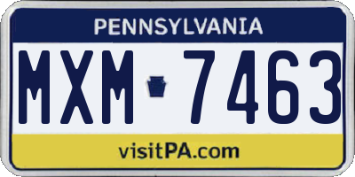 PA license plate MXM7463