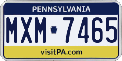 PA license plate MXM7465