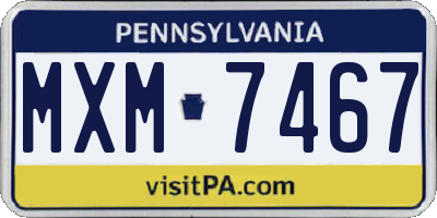 PA license plate MXM7467