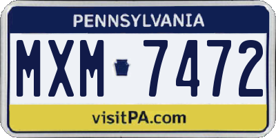 PA license plate MXM7472