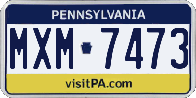 PA license plate MXM7473
