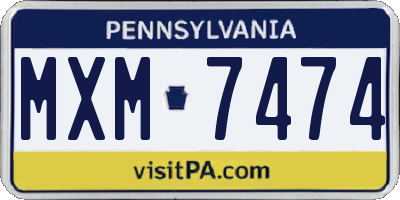 PA license plate MXM7474