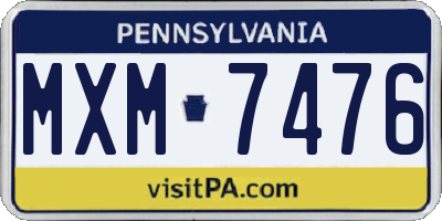 PA license plate MXM7476