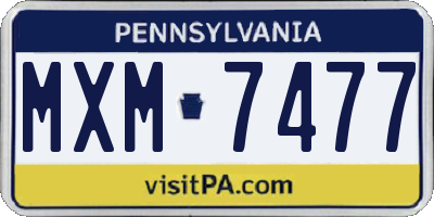 PA license plate MXM7477