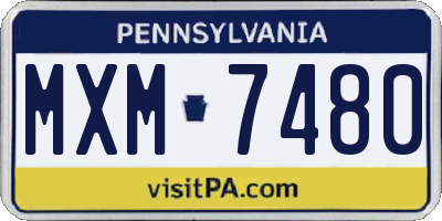 PA license plate MXM7480