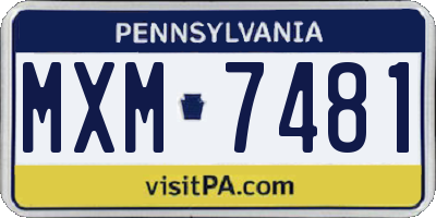 PA license plate MXM7481