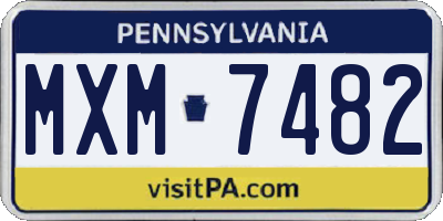 PA license plate MXM7482