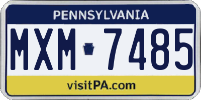 PA license plate MXM7485