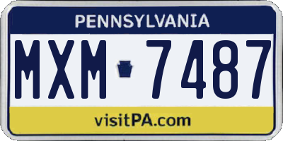 PA license plate MXM7487