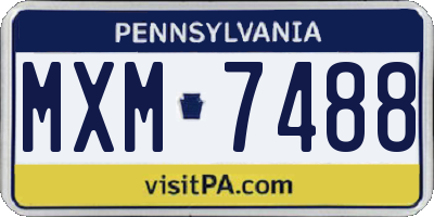 PA license plate MXM7488