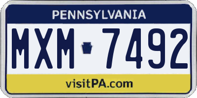 PA license plate MXM7492