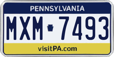 PA license plate MXM7493