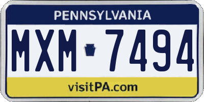 PA license plate MXM7494