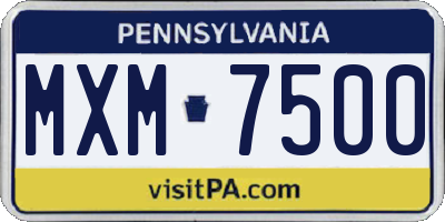 PA license plate MXM7500